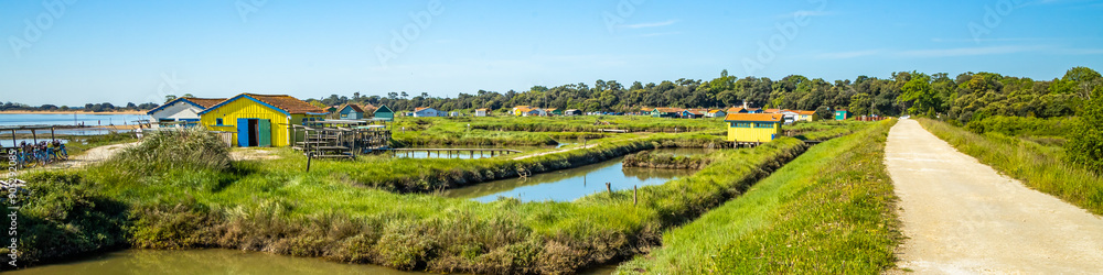 Obraz premium Panoramic view of the oyster site of Fort Royer on Oleron island, France