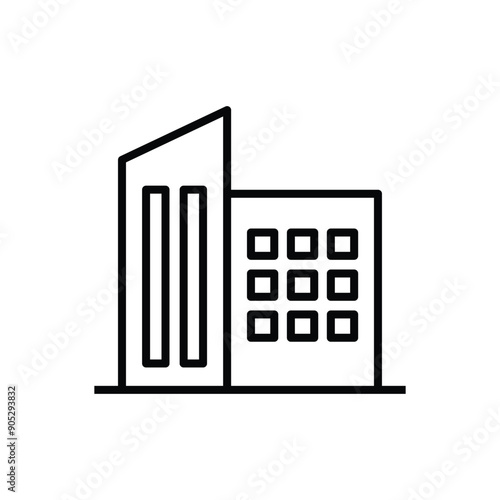 commercial building icon, office building or shopping mall illustration outline style