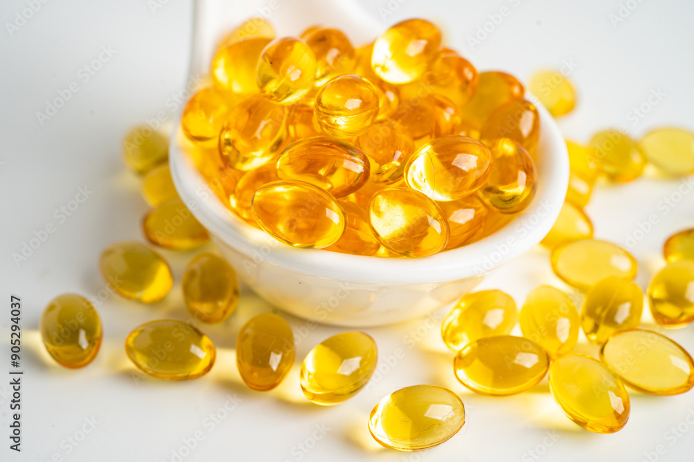 Fish oil Omega 3 capsules vitamin with EPA and DHA isolated on white background. Fish oil Omega 3 capsules vitamin with EPA and DHA isolated on white background.