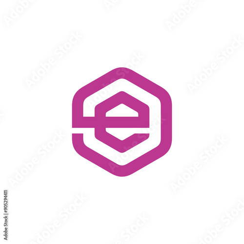 Hexagon Letter E Logo design vector template