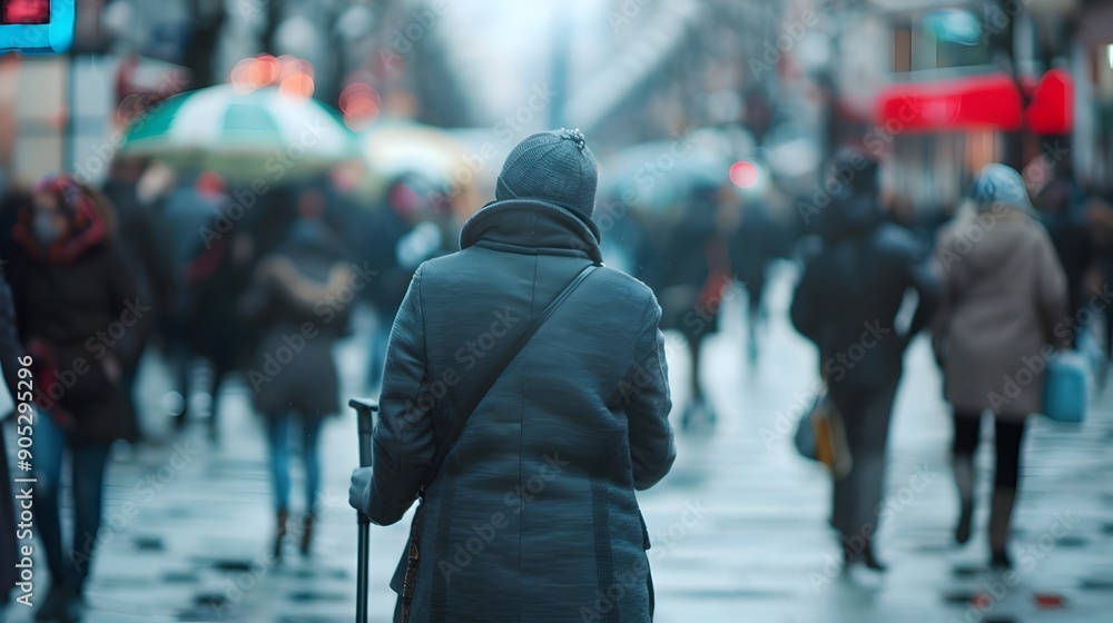Blind Person Using Long Cane for Navigation in Crowded Urban Area Blind Person Using Long Cane for Navigation in Crowded Urban Area