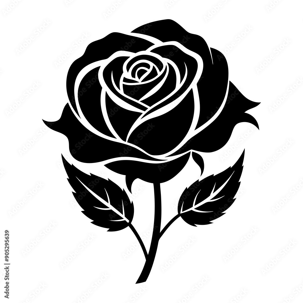 Classic Black Rose Silhouette Vector Classic Black Rose Silhouette Vector