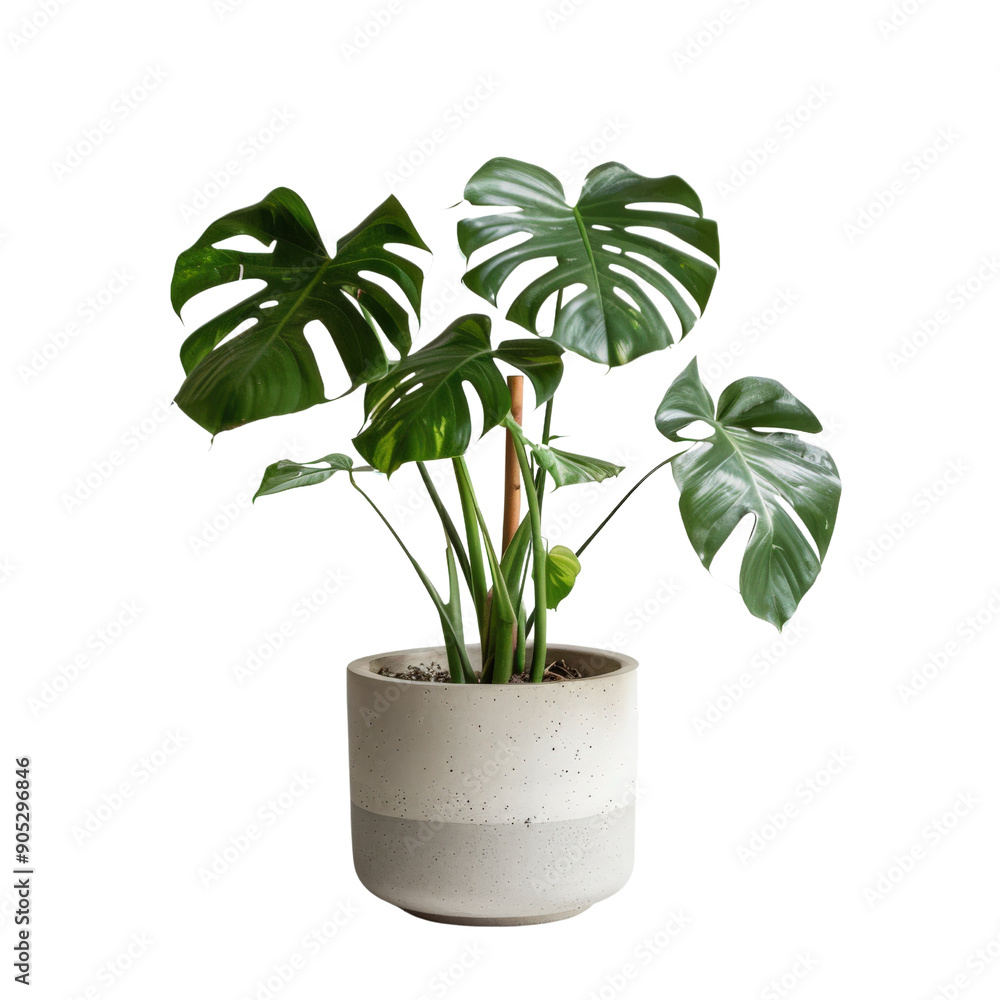 Bright green monstera plant in a modern white pot, perfect for indoor decoration and adding a touch of nature to your living space Bright green monstera plant in a modern white pot, perfect for indoor decoration and adding a touch of nature to your living space