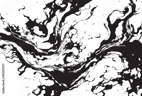 Beautiful abstraction of liquid paints in slow blending flow mixing together gently