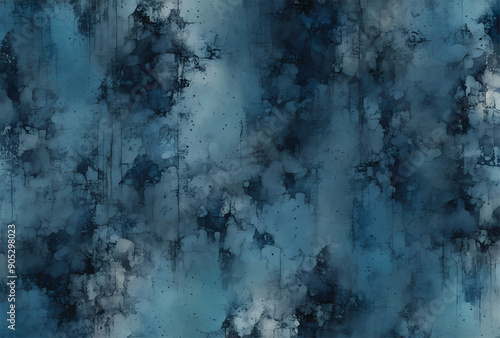 Beautiful Abstract Grunge Decorative Navy Blue Dark Stucco Wall Background. Art Rough Stylized Texture.