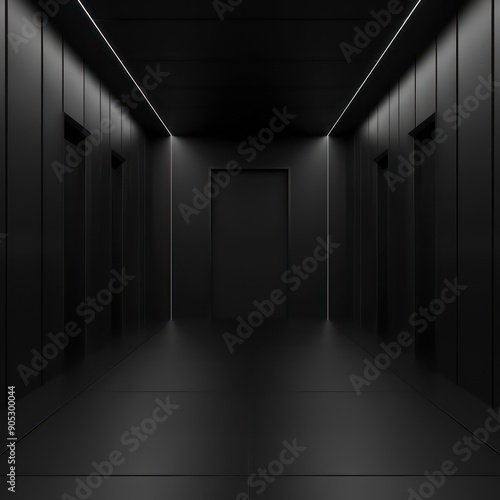 minimal futuristic background black with black floor