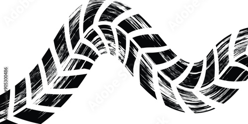 Background with tire wheel marks of cars. Vector illustration