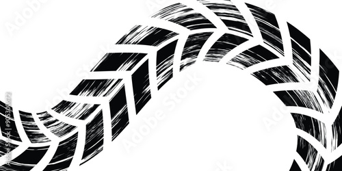 Background with tire wheel marks of cars. Vector illustration