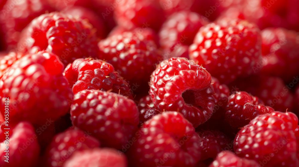 A close-up of fresh red ripe raspberries piled together, showcasing their vibrant color and juicy texture. The background is filled with an abundance of raspberries, creating a visually appealing and A close-up of fresh red ripe raspberries piled together, showcasing their vibrant color and juicy texture. The background is filled with an abundance of raspberries, creating a visually appealing and