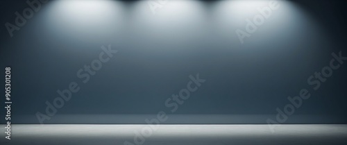 Beautiful gray-blue empty wall with lateral lighting and interesting chiaroscuro Minimalistic background for product presentation. photo