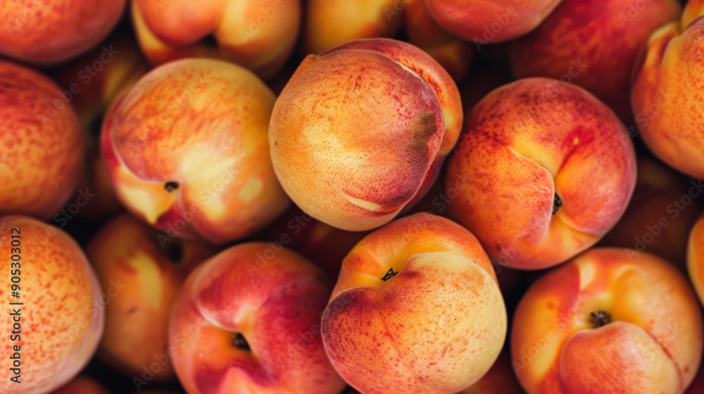 A close-up of fresh peaches, showcasing their fuzzy skin and vibrant orange color. The background is filled with an abundance of peaches, creating a visually appealing and delicious scene. A close-up of fresh peaches, showcasing their fuzzy skin and vibrant orange color. The background is filled with an abundance of peaches, creating a visually appealing and delicious scene.