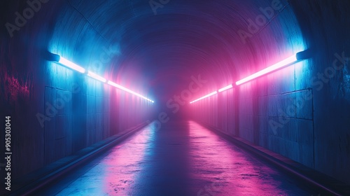 Futuristic Neon-Lit Tunnel in Vibrant Colors