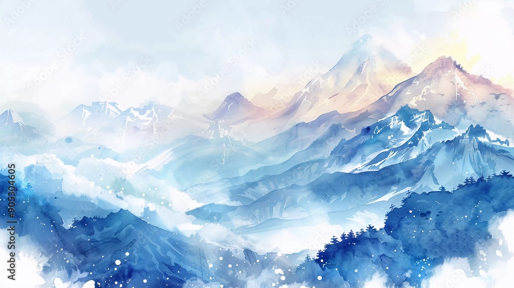 Very beautiful watercolor style mountain background illustration Very beautiful watercolor style mountain background illustration