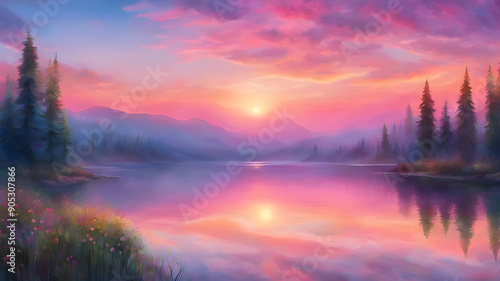 Serene Glassmorphism Landscape