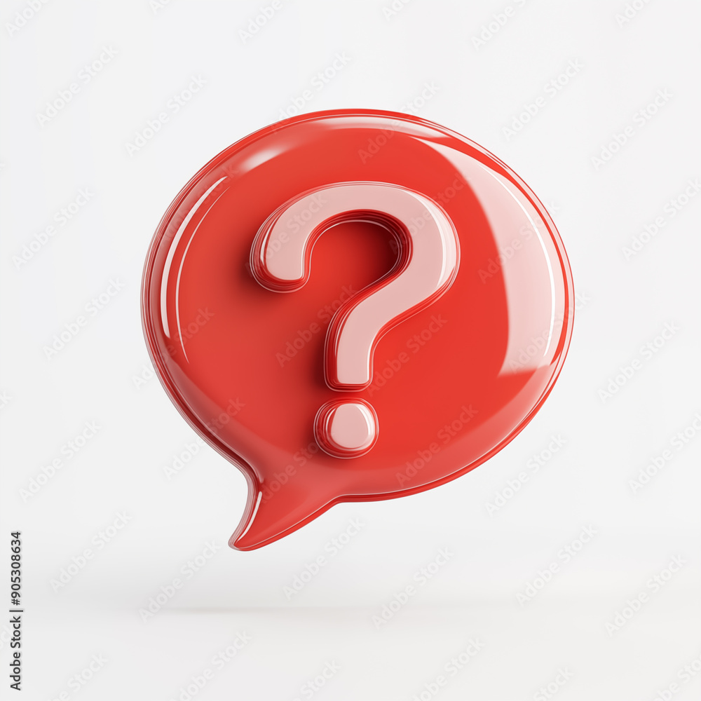 3d red speech bubble with red question mark on white background. 3d red speech bubble with red question mark on white background.