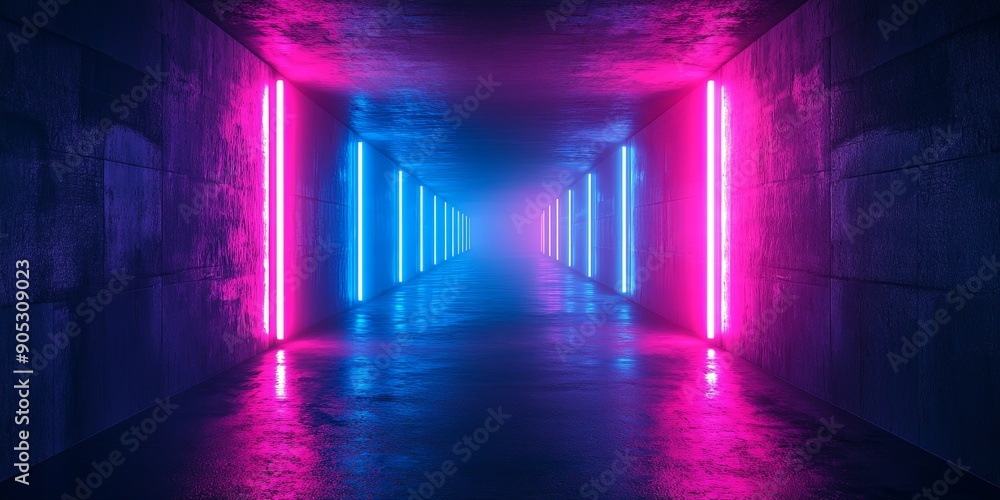 Futuristic Neon-Lit Tunnel in Vibrant Colors Futuristic Neon-Lit Tunnel in Vibrant Colors