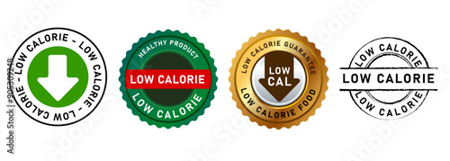 Low calorie dietary food low cal product badge label seal stamp