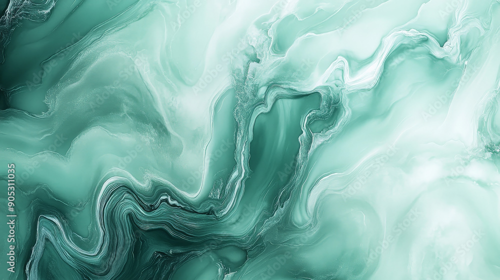 Obraz premium A mint abstract background with a fine, marble texture. The subtle veins and swirls create a luxurious and timeless look.