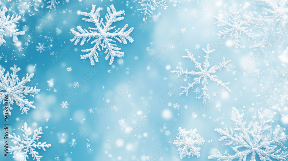 Snow-covered sky blue background with soft white snowflakes, forming a serene Christmas winter design. The sky blue hue adds a tranquil, festive feel. Snow-covered sky blue background with soft white snowflakes, forming a serene Christmas winter design. The sky blue hue adds a tranquil, festive feel.