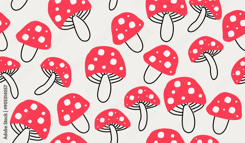 Cute mushroom pattern background vector design Cute mushroom pattern background vector design
