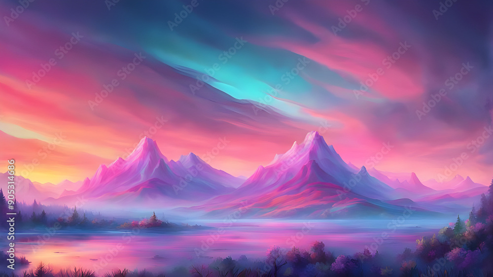 Fototapeta premium Serene Glassmorphism Landscape