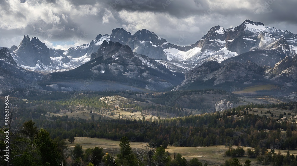 Obraz premium The Wind River Range Mountain range in Wyoming USA : Generative AI