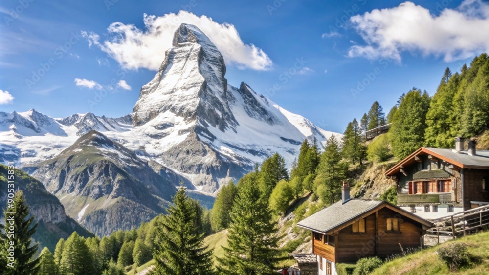panoramic view to the majestic Matterhorn mountain, Valais, Switzerland panoramic view to the majestic Matterhorn mountain, Valais, Switzerland