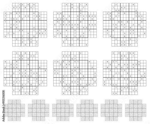 Flower Sudoku game set  with solutions.