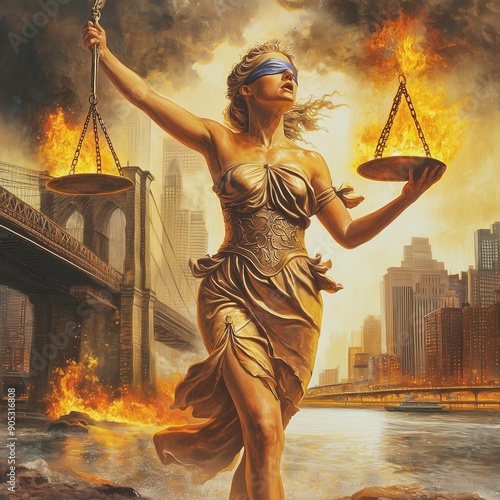 Lady liberty with flaming scales