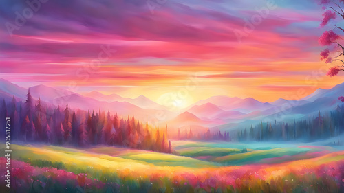 Serene Glassmorphism Landscape