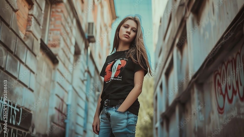fashion style of teen girl walking in tshirt teen style of pretty girl teen girl style : Generative AI fashion style of teen girl walking in tshirt teen style of pretty girl teen girl style : Generative AI