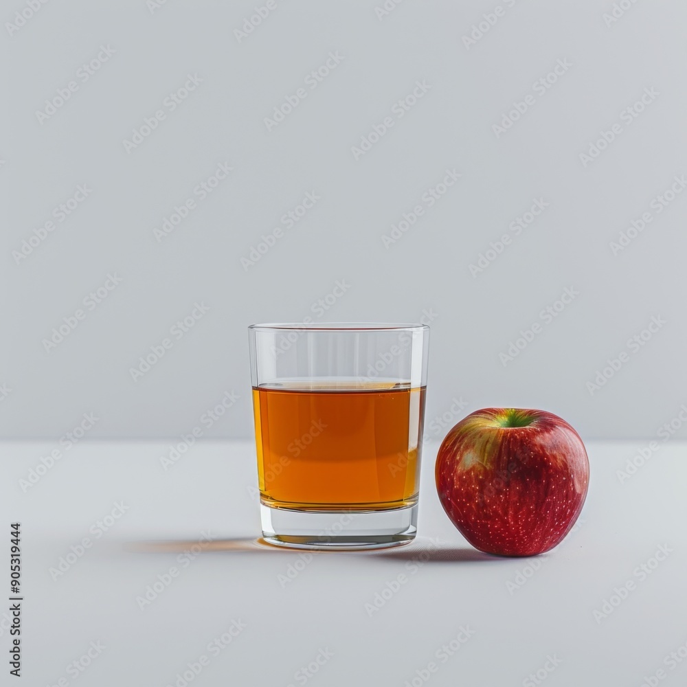 Medium shot of Glass of apple juice near the apple, isolated on a white background, Medium shot of Glass of apple juice near the apple, isolated on a white background,
