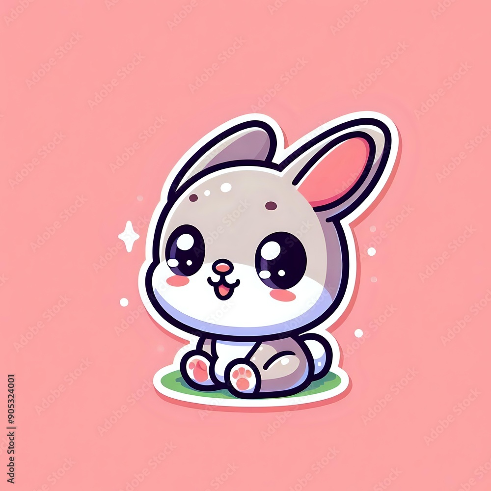 Charming Cartoon Kitten with Sparkling Green Eyes Charming Cartoon Kitten with Sparkling Green Eyes