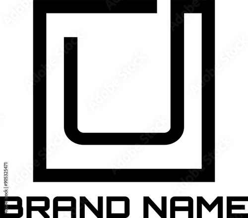 U letter square logo design vector