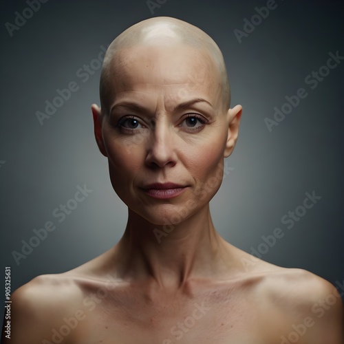 Close-up portrait of a bald woman
