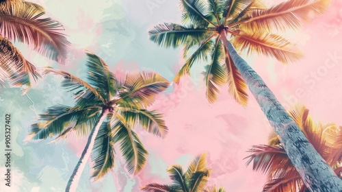Tropical Palm Trees Against Candy-Colored Sunset Skies