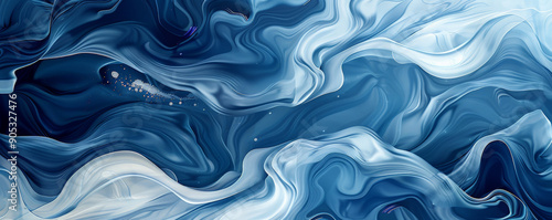 A sapphire blue background with fluid, swirling patterns in deep blue and white, creating a sense of movement and elegance with a smooth gradient transition.