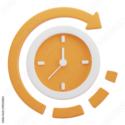 3D illustration of orange repeat time 