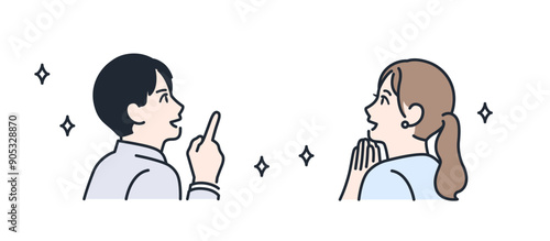喜ぶ 解決 ビジネスパーソン 横顔 カラーイラスト