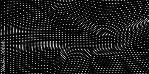 Dot white black wave technology texture background. Abstract big data digital concept. 3d rendering.