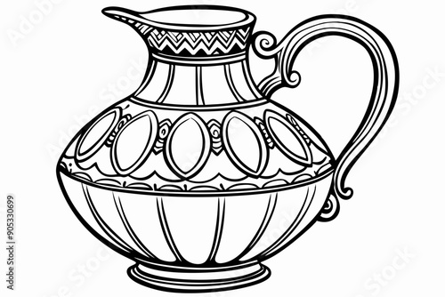 Various beautiful antique vintage jugs vector illustration 