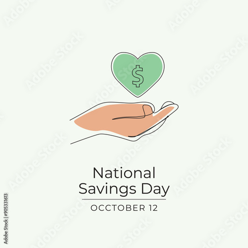 National Savings Day vector design template good for celebration usage. National Savings Day design. Continuous line drawing. eps 10.