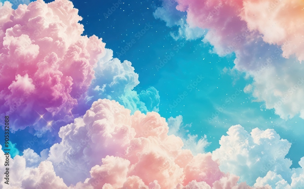 Colorful Fluffy Clouds - Cute Dreamy Cloud Sky - Fantastic Celestial Landscape Colorful Fluffy Clouds - Cute Dreamy Cloud Sky - Fantastic Celestial Landscape