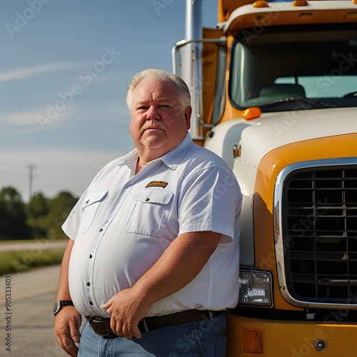  chubby fat older man truck driver