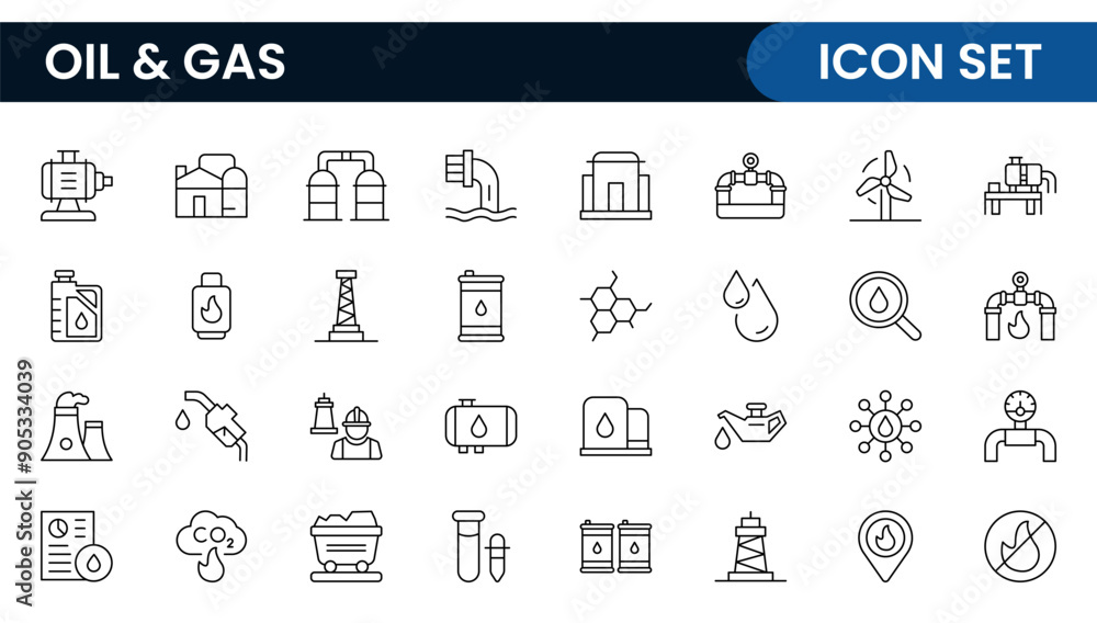 Set of Oil Gas Industry Line Icons. Contains such Icons as Gas Station, Oil Factories, Transportation, and more. line icon set. Set of Oil Gas Industry Line Icons. Contains such Icons as Gas Station, Oil Factories, Transportation, and more. line icon set.