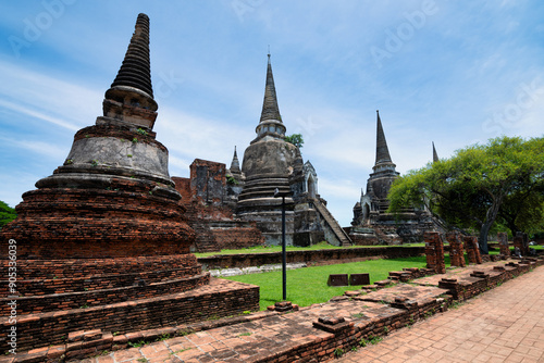 Phra Nakhon Si Ayutthaya District, Wat Phra Si Sanphet, Thailand, July 07, 2024, Three Pagodas of Ayutthaya. photo