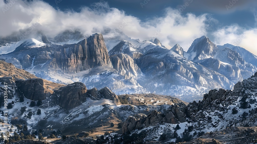 Obraz premium The Wind River Range Mountain range in Wyoming USA : Generative AI