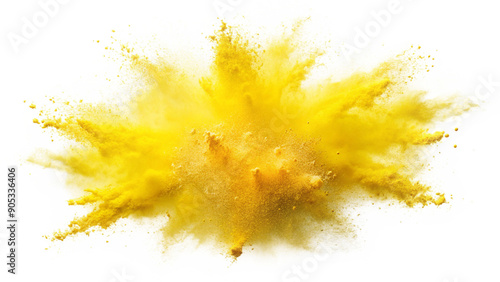 yellow explosion blast splash on transparent background
