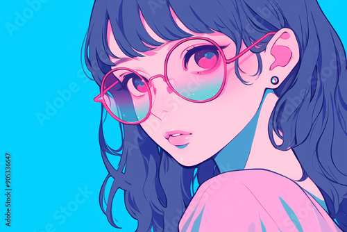 メガネをかけた女性のイラスト