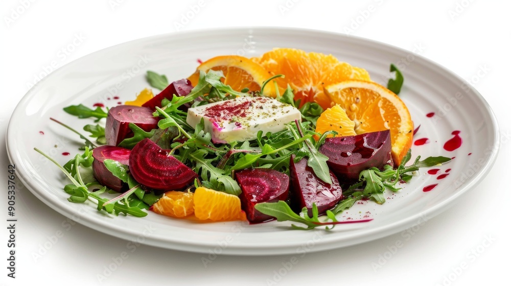 Fresh and vibrant salad with beets, oranges, and greenery. A healthy and colorful meal option. Vivid and appetizing food photography for culinary blogs, menus, or advertisements. AI Fresh and vibrant salad with beets, oranges, and greenery. A healthy and colorful meal option. Vivid and appetizing food photography for culinary blogs, menus, or advertisements. AI